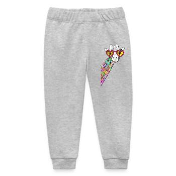 Sneaky Giraffe Rainbow Neck Heart Sunnglasses I - Baby Organic Sweatpants by Stanley/Stella - heather grey - Front