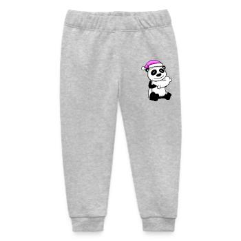 Panda with pillow and sleeping cap - Baby Organic Sweatpants by Stanley/Stella - heather grey - Front