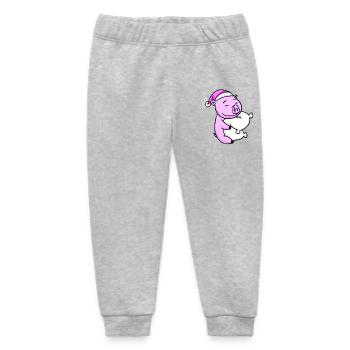 Pig with pillow and sleeping cap - Baby Organic Sweatpants by Stanley/Stella - heather grey - Front