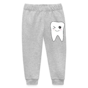 Tooth, Teeth, Dentist Gift - Baby Organic Sweatpants by Stanley/Stella - heather grey - Front
