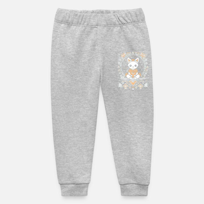 Chat Cosmique Dans Un Mandala De Cristal - Pantalon de jogging bébé bio Stanley/Stella - gris chiné