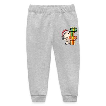 Schaf mit Weihnachtsmütze und Weihnachtsgeschenk - Baby Organic Jogginghose Baby Tumbler von Stanley/Stella - Grau meliert - Vorne