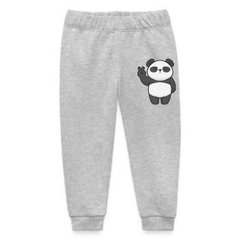 Motiv Panda mit Friedenszeichen Comic - Baby Organic Jogginghose Baby Tumbler von Stanley/Stella - Grau meliert - Vorne