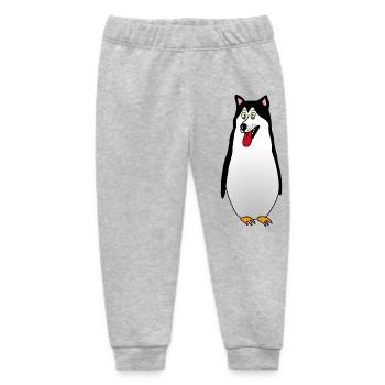Penguin Dog - Baby Organic Sweatpants by Stanley/Stella - heather grey - Front