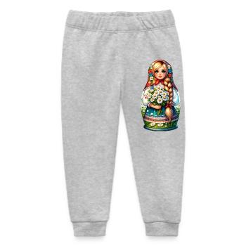 Matryoshka in Russian Matryoshka Doll Russian - Baby Organic Sweatpants by Stanley/Stella - heather grey - Front