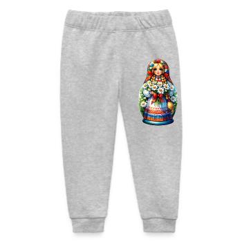 Matryoshka in Russian Matryoshka Doll Russian - Baby Organic Sweatpants by Stanley/Stella - heather grey - Front
