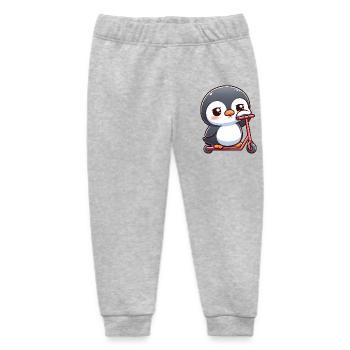 Süßer Cartoon Pinguin Roller Scooter Langeweile - Baby Organic Jogginghose Baby Tumbler von Stanley/Stella - Grau meliert - Vorne