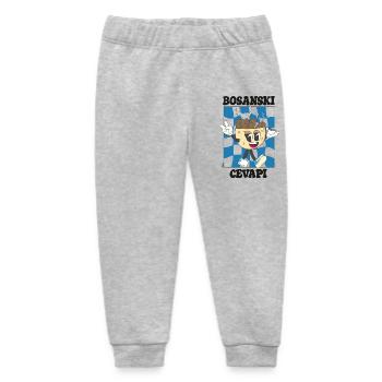 Cevapi Bosnian Cartoon Blue Mascot - Baby Organic Sweatpants by Stanley/Stella - heather grey - Front