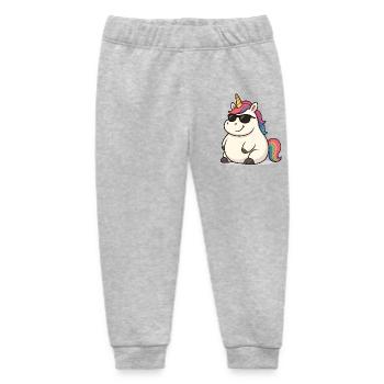 Fat Unicorn with Sunglasses - Baby Organic Sweatpants by Stanley/Stella - heather grey - Front