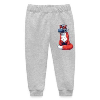 Cool Fox Gamer Nerd Virtual Reality Cartoon - Baby Organic Sweatpants by Stanley/Stella - heather grey - Front