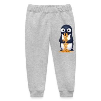 Cute Penguin Spaghetti Clumsy Cartoon - Baby Organic Sweatpants by Stanley/Stella - heather grey - Front