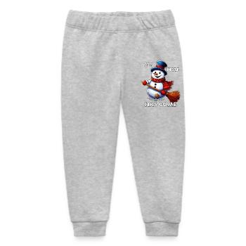 SNOWMAN MY TIME HAS COME - Baby Organic Sweatpants by Stanley/Stella - heather grey - Front
