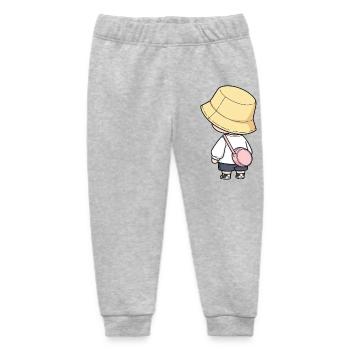 Little explorer in the bucket hat - Baby Organic Sweatpants by Stanley/Stella - heather grey - Front