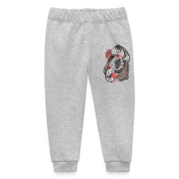 Line flowers pattern with red accent - Baby Organic Sweatpants by Stanley/Stella - heather grey - Front