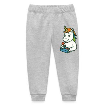 Niedliches Einhorn-Gamer-Maskottchen mit Joystick - Baby Organic Jogginghose Baby Tumbler von Stanley/Stella - Grau meliert - Vorne