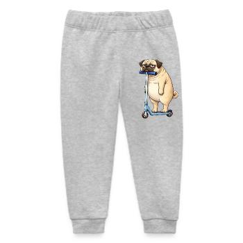 Süßer Mops Roller Scooter Hund einsam Cartoon - Baby Organic Jogginghose Baby Tumbler von Stanley/Stella - Grau meliert - Vorne