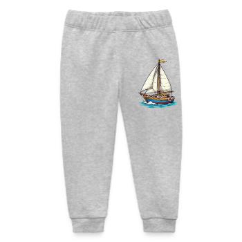 Sailboat Nautical Illustration - Baby Organic Sweatpants by Stanley/Stella - heather grey - Front