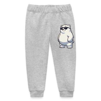 Polar Bear Cartoon Sunglasses North Pole Cool - Baby Organic Sweatpants by Stanley/Stella - heather grey - Front
