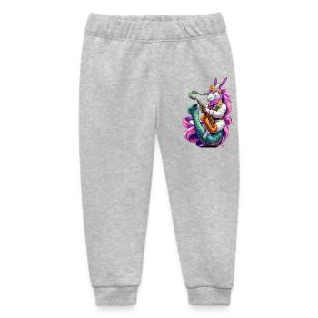 Sparkling Unicorn Saxophone - Baby Organic Sweatpants by Stanley/Stella - heather grey - Front