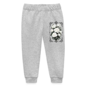 Roses, White Roses, Rose & Flowers - Baby Organic Sweatpants by Stanley/Stella - heather grey - Front