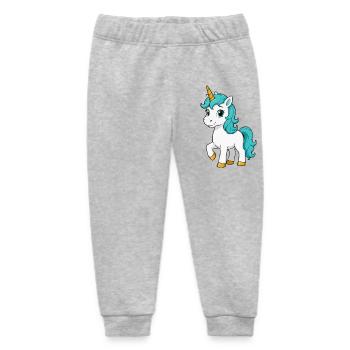 Turquoise unicorn with luminous mane - Baby Organic Sweatpants by Stanley/Stella - heather grey - Front