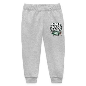 Funny Gift Shirts, Hall Pass Energy Teacher Mode - Baby Organic Sweatpants by Stanley/Stella - heather grey - Front