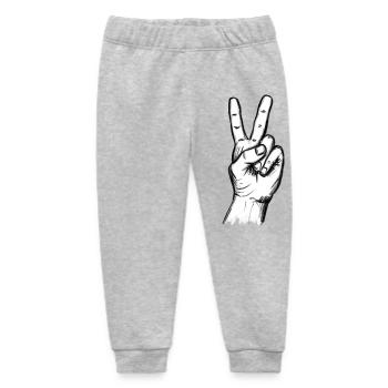 Victory hand sign on white – illustration - Baby Organic Sweatpants by Stanley/Stella - heather grey - Front