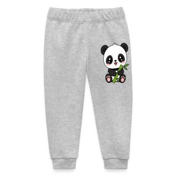 Kleiner Panda mit Bambus - Baby Organic Jogginghose Baby Tumbler von Stanley/Stella - Grau meliert - Vorne