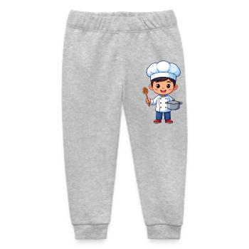 Little Cook with Wooden Spoon & Pot – Kawaii Comic - Baby Organic Sweatpants by Stanley/Stella - heather grey - Front