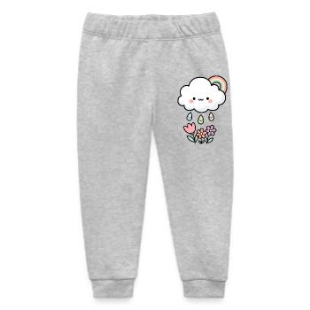 Cute Rain Cloud and Flowers - Baby Organic Sweatpants by Stanley/Stella - heather grey - Front