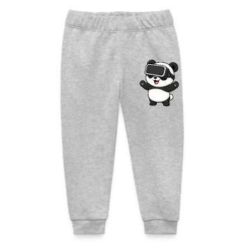 Cute Panda Gamer Cartoon Virtual Reality - Baby Organic Sweatpants by Stanley/Stella - heather grey - Front