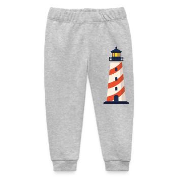Lighthouse Line Icon Coastal Beacon Vector Symbol  - Baby Organic Sweatpants by Stanley/Stella - heather grey - Front