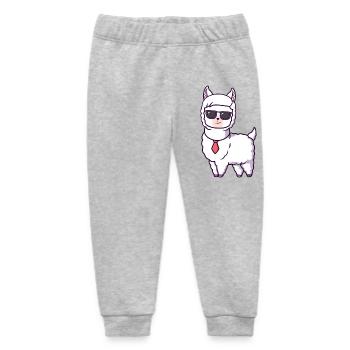 Cool Llama with Sunglasses Tie - Baby Organic Sweatpants by Stanley/Stella - heather grey - Front