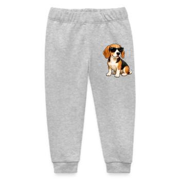 Cool Beagle Dog with Sunglasses Cartoon - Baby Organic Sweatpants by Stanley/Stella - heather grey - Front