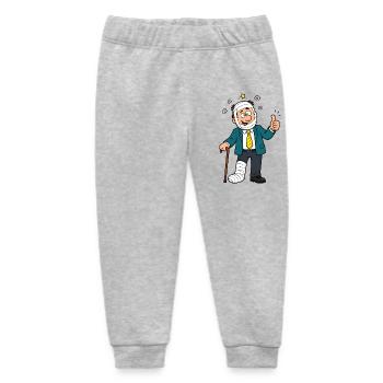 Comic man in suit with plaster foot and thumbs up - Baby Organic Sweatpants by Stanley/Stella - heather grey - Front