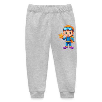 Boy in diving suit with starfish – adventure - Baby Organic Sweatpants by Stanley/Stella - heather grey - Front