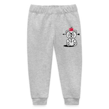 Bear with apple on his head and arrow through his - Baby Organic Sweatpants by Stanley/Stella - heather grey - Front
