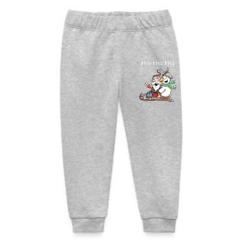 Santa Claus and Snowman ride a sledge - Gift - Baby Organic Sweatpants by Stanley/Stella - heather grey - Front