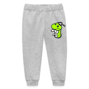 Caterpillar Bottom Hole Cute Smiles Friendly Happy - Baby Organic Sweatpants by Stanley/Stella - heather grey - Front