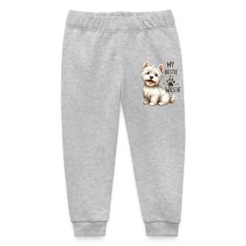 Westie Bestie Cute West Highland Terrier Design - Baby Organic Sweatpants by Stanley/Stella - heather grey - Front