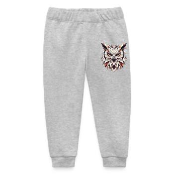 Geometric Owls Head Polygons Motif - Baby Organic Sweatpants by Stanley/Stella - heather grey - Front
