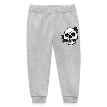 Skull with green leaf accent - Baby Organic Sweatpants by Stanley/Stella - heather grey - Front