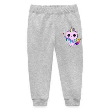 Unicorn hunter with heart - Baby Organic Sweatpants by Stanley/Stella - heather grey - Front