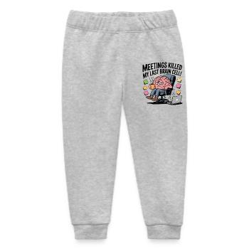 Meetings Killed My Last Brain Cell – Funny Office - Baby Organic Sweatpants by Stanley/Stella - heather grey - Front