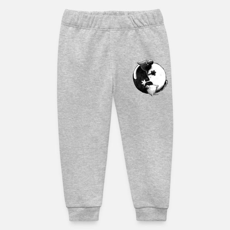 "Black and White" - Yin Yang - Chats - Pantalon de jogging bébé bio Stanley/Stella - gris chiné