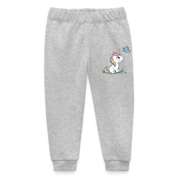 Cute Curious Baby Unicorn and Butterfly mag v01 - Baby Organic Sweatpants by Stanley/Stella - heather grey - Front