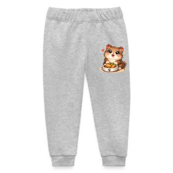 Cuddly catwith food bowl - Baby Organic Sweatpants by Stanley/Stella - heather grey - Front