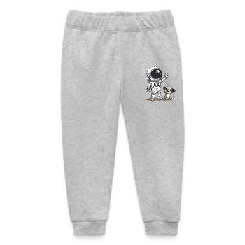 Cute Astronaut and Dog Cartoon Design | Space - Baby Organic Sweatpants by Stanley/Stella - heather grey - Front