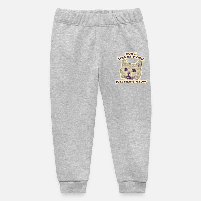 Ne veut pas travailler - Drôle de chat - Pantalon de jogging bébé bio Stanley/Stella - gris chiné