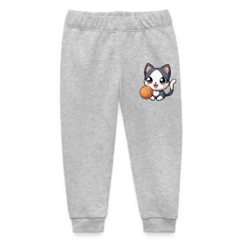 Schwarz-weißes Kawaii-Kätzchen mit Strang - Baby Organic Jogginghose Baby Tumbler von Stanley/Stella - Grau meliert - Vorne